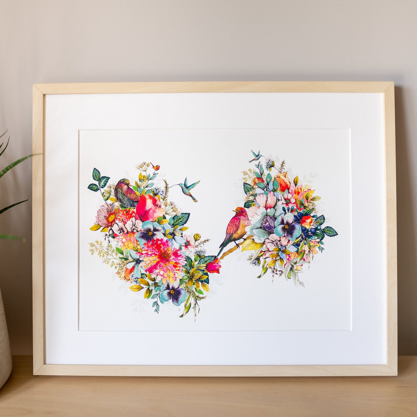 A Flower Garden Print hand painted and illustrated by Charlotte Jones Design.