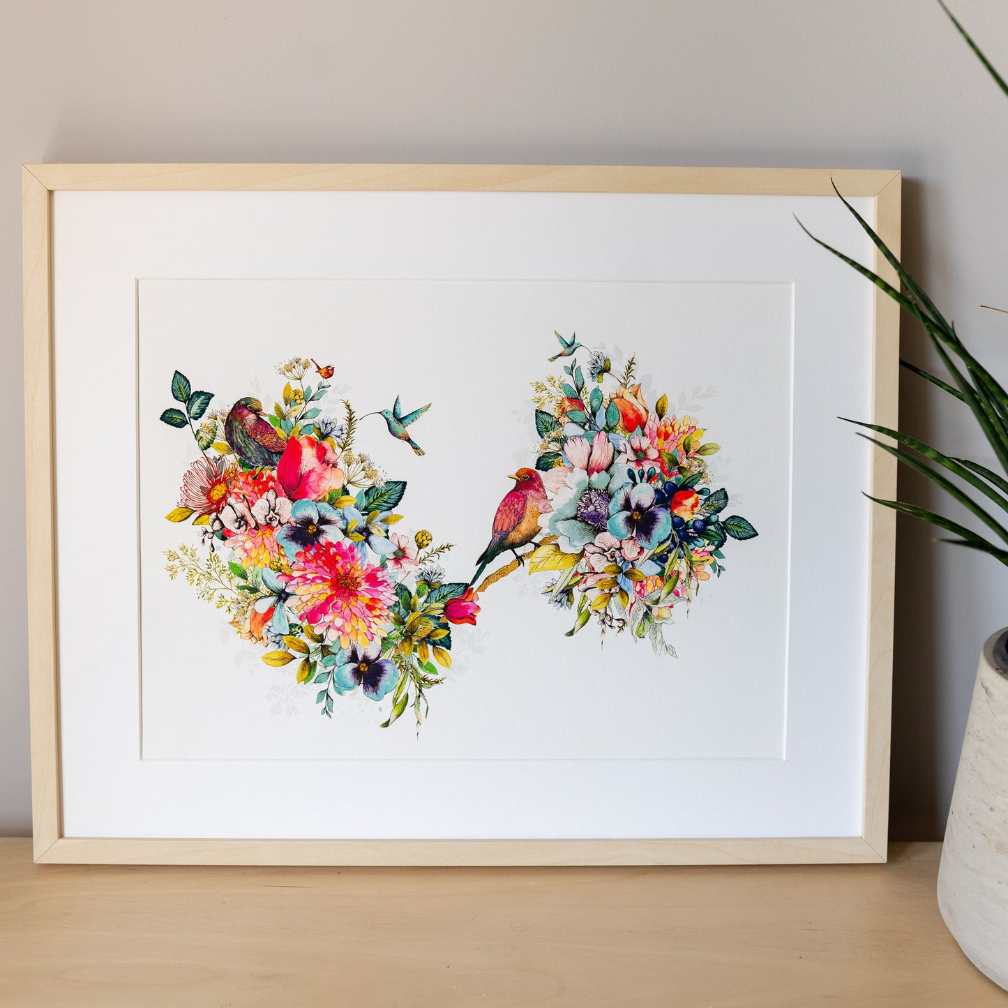 A Flower Garden Print hand painted and illustrated by Charlotte Jones Design.