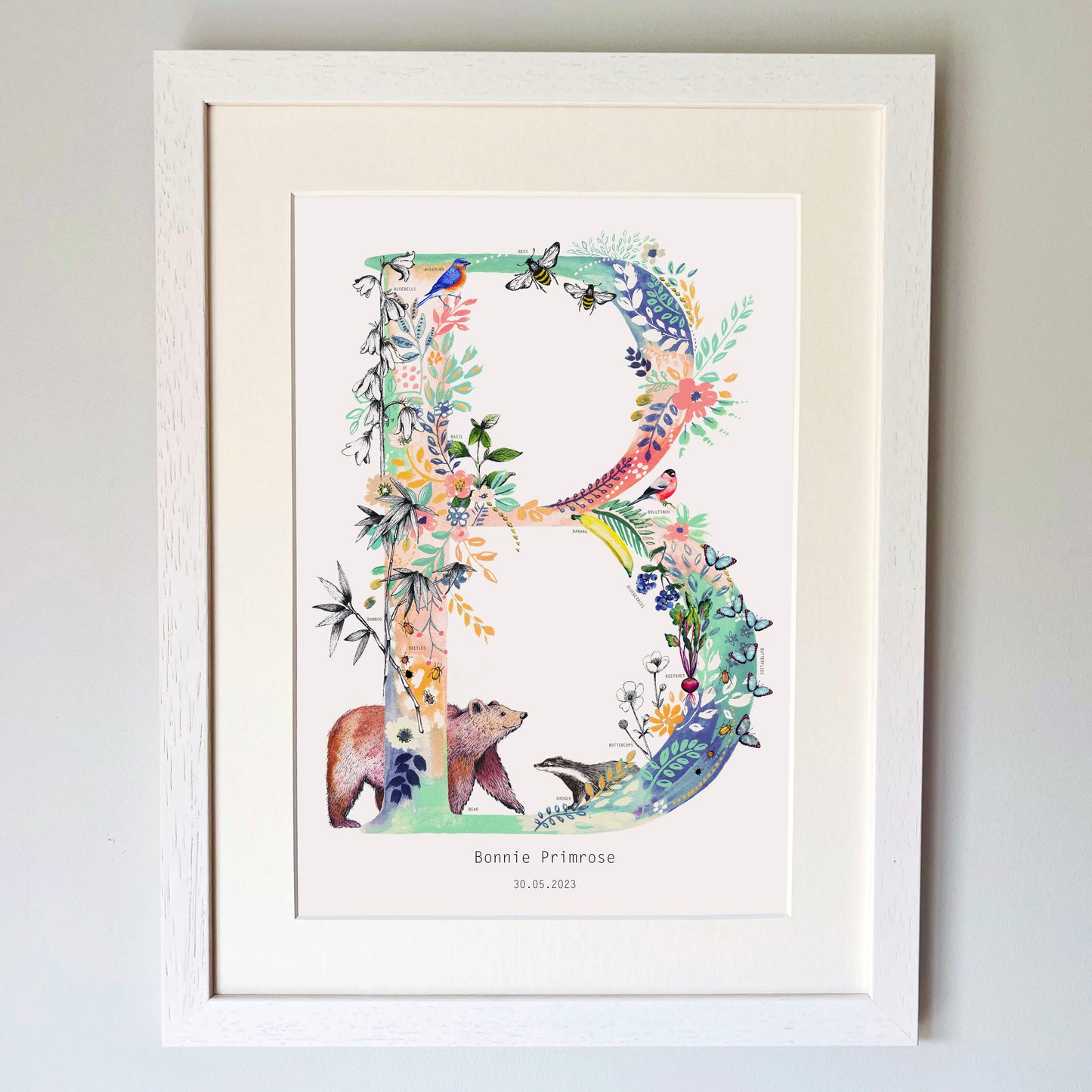 Personalised Pastel Wildlife Letter Print