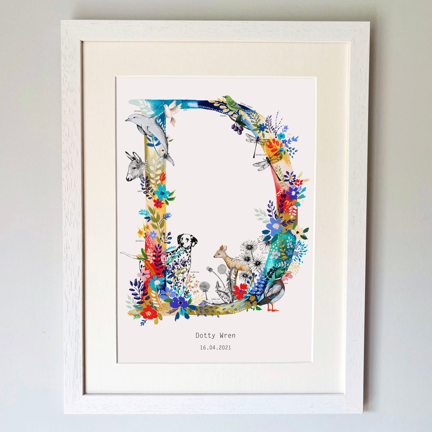 Personalised Bright Wildlife Initials Print