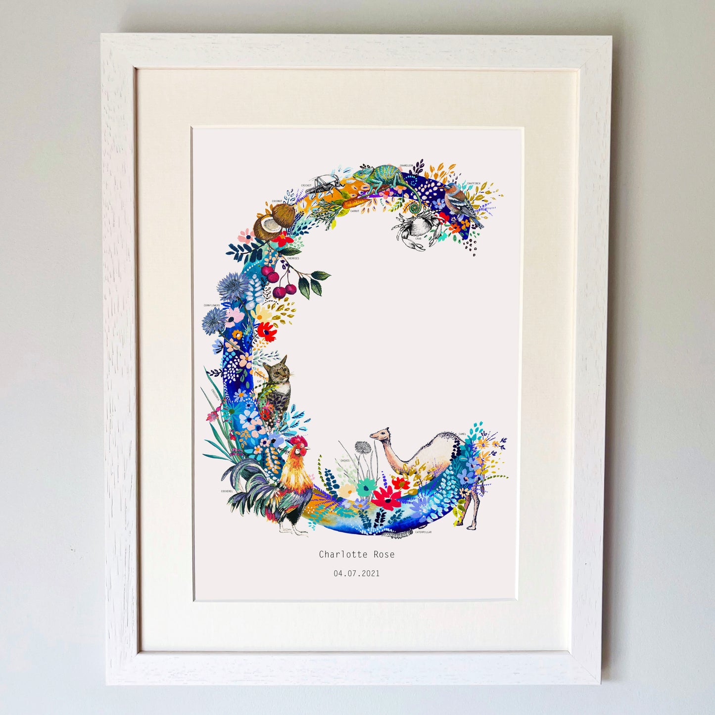 Personalised Bright Wildlife Initials Print