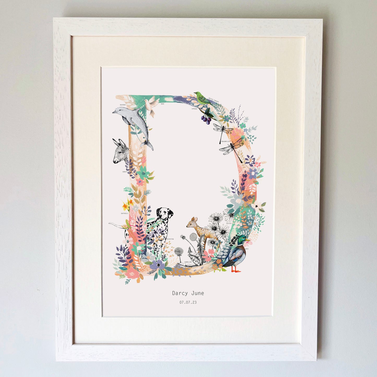 Personalised Pastel Wildlife Letter Print