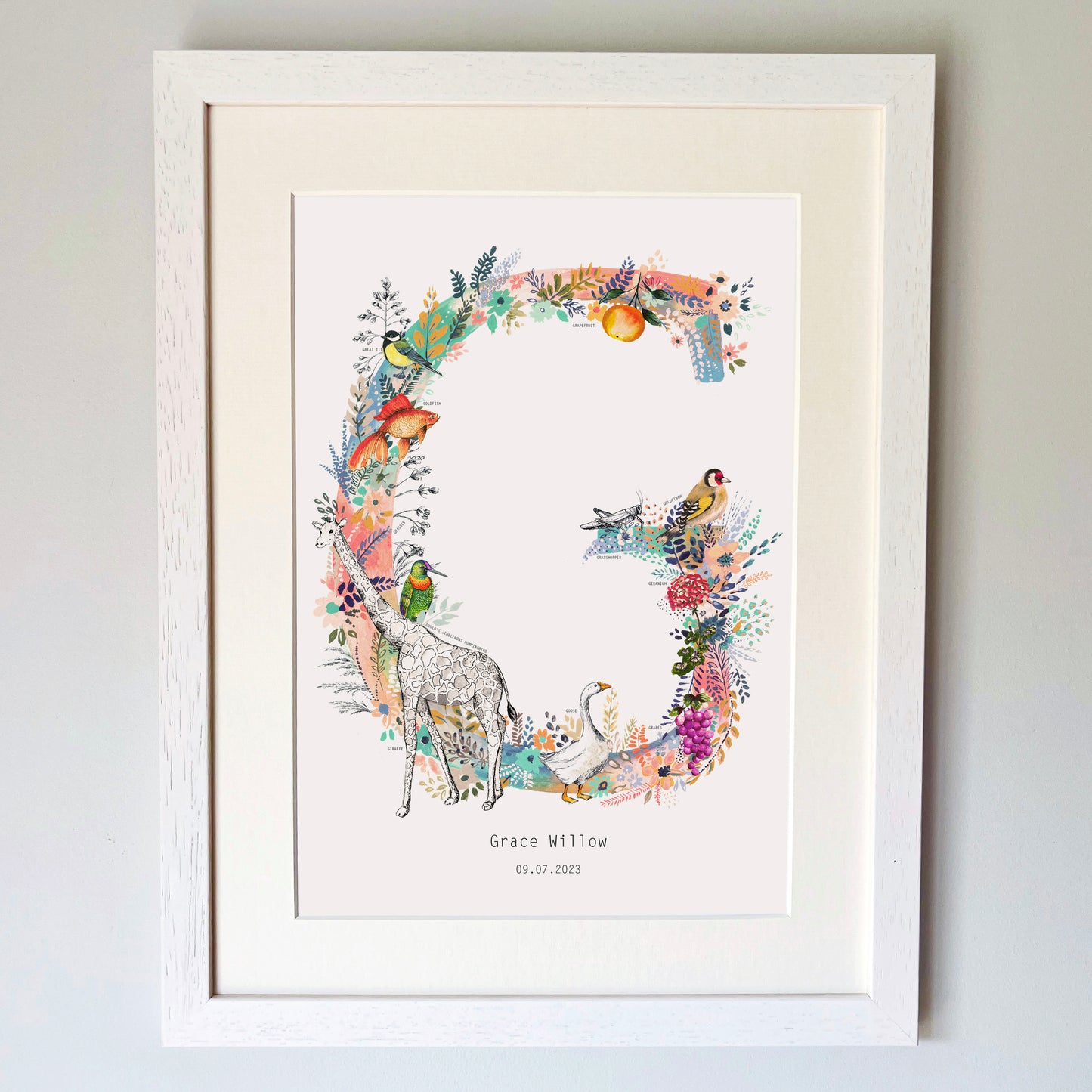 Personalised Pastel Wildlife Letter Print