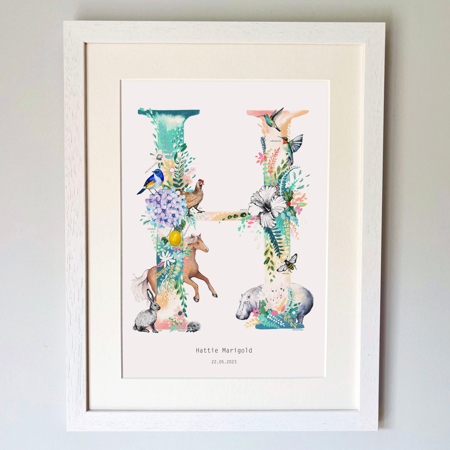 Personalised Pastel Wildlife Letter Print