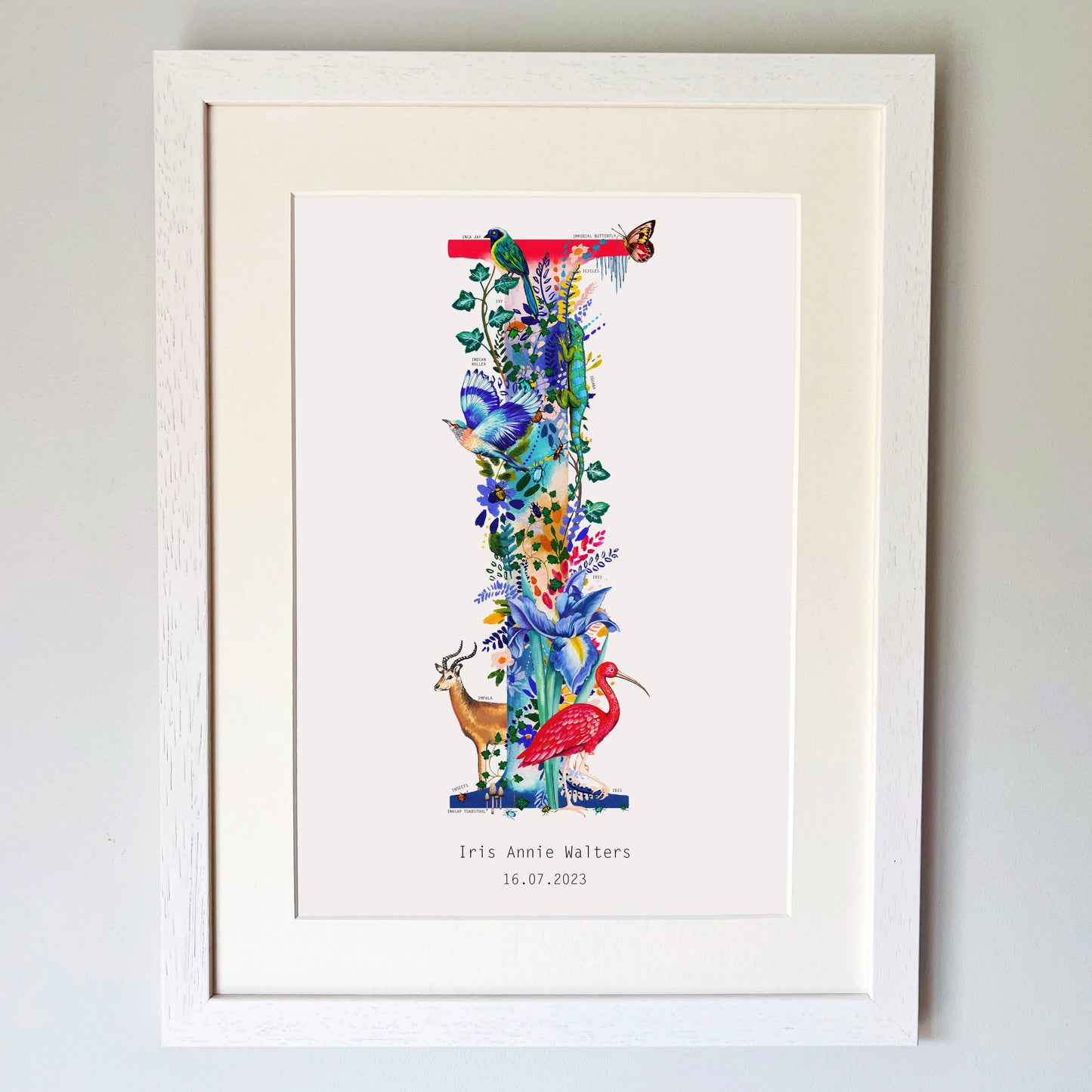 Personalised Bright Wildlife Initials Print