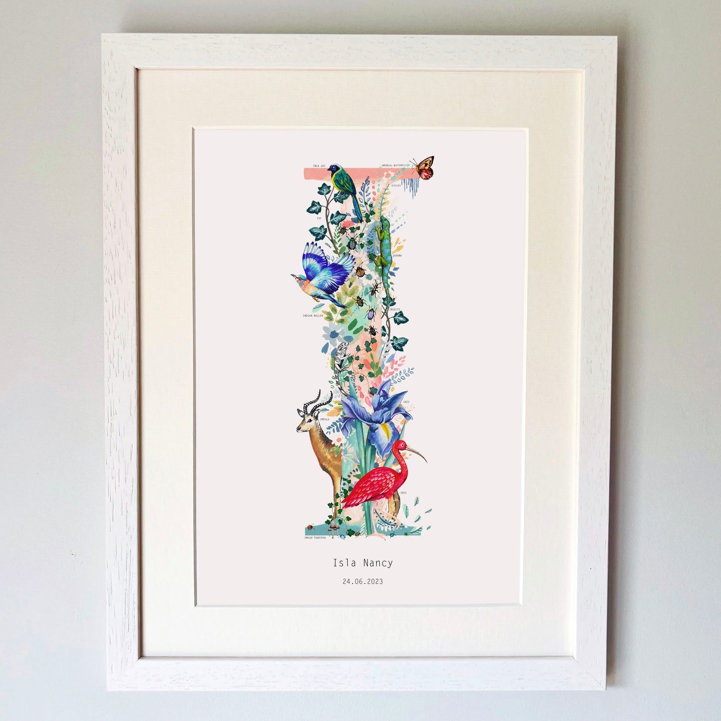 Personalised Pastel Wildlife Letter Print