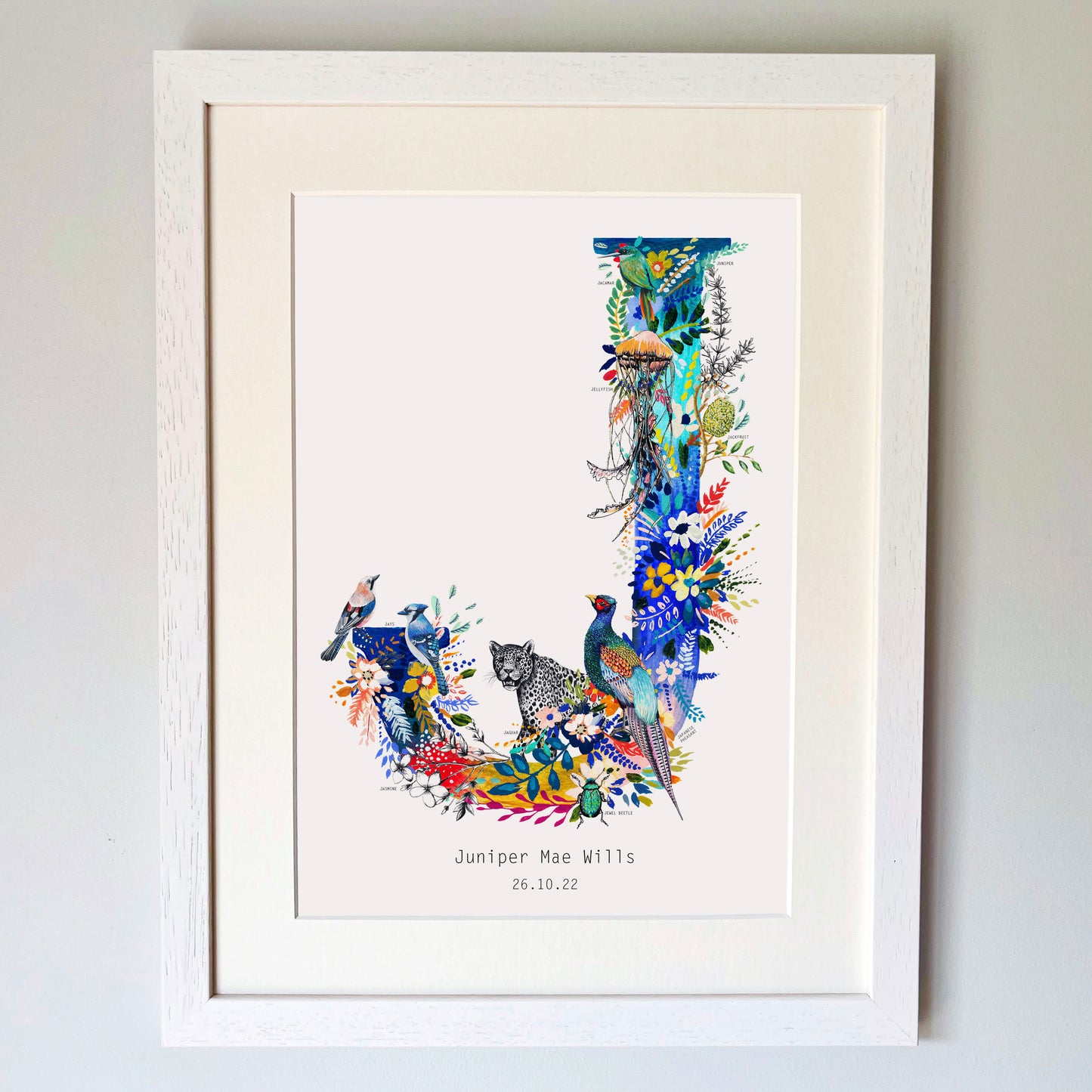 Personalised Bright Wildlife Initials Print