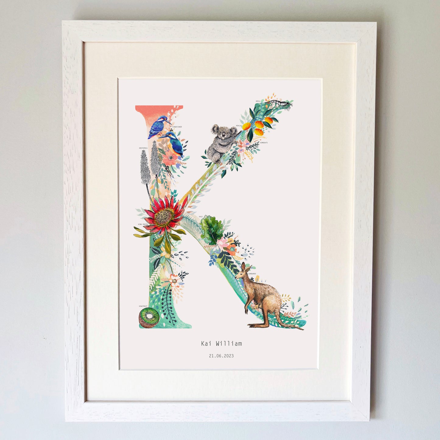 Personalised Pastel Wildlife Letter Print