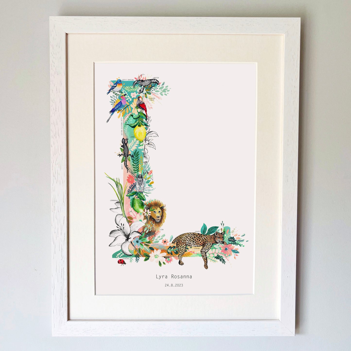 Personalised Pastel Wildlife Letter Print