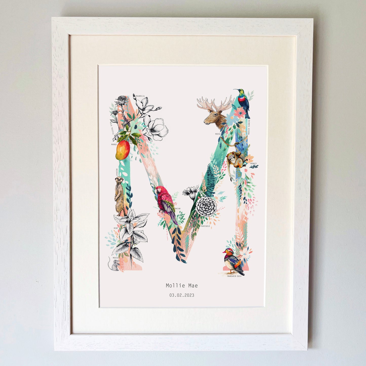 Personalised Pastel Wildlife Letter Print