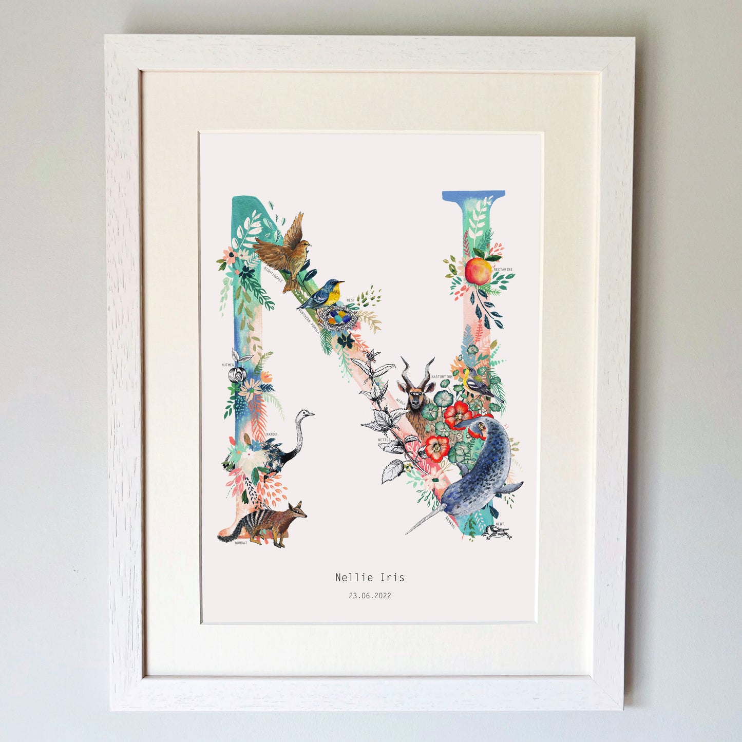 Personalised Pastel Wildlife Letter Print