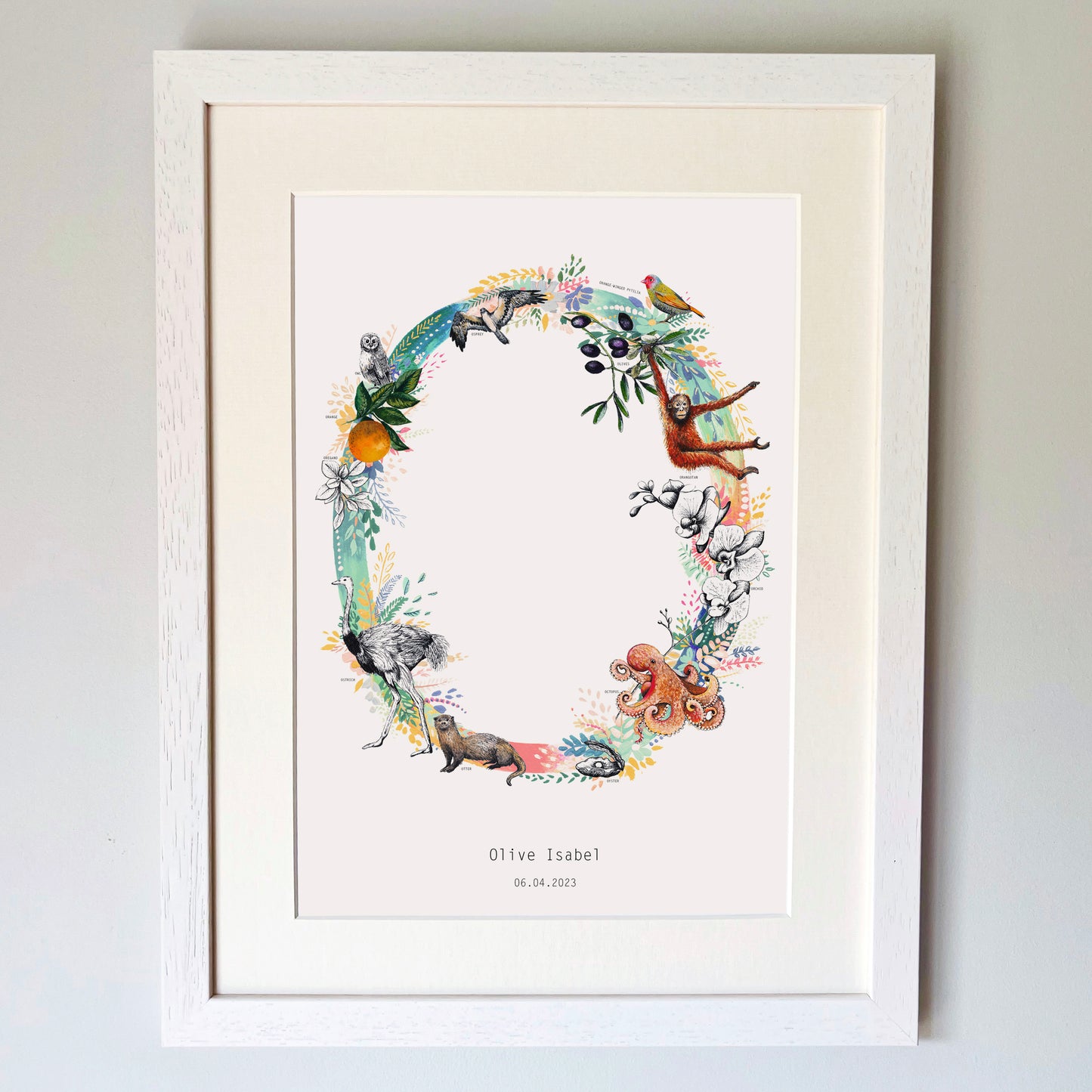 Personalised Pastel Wildlife Letter Print