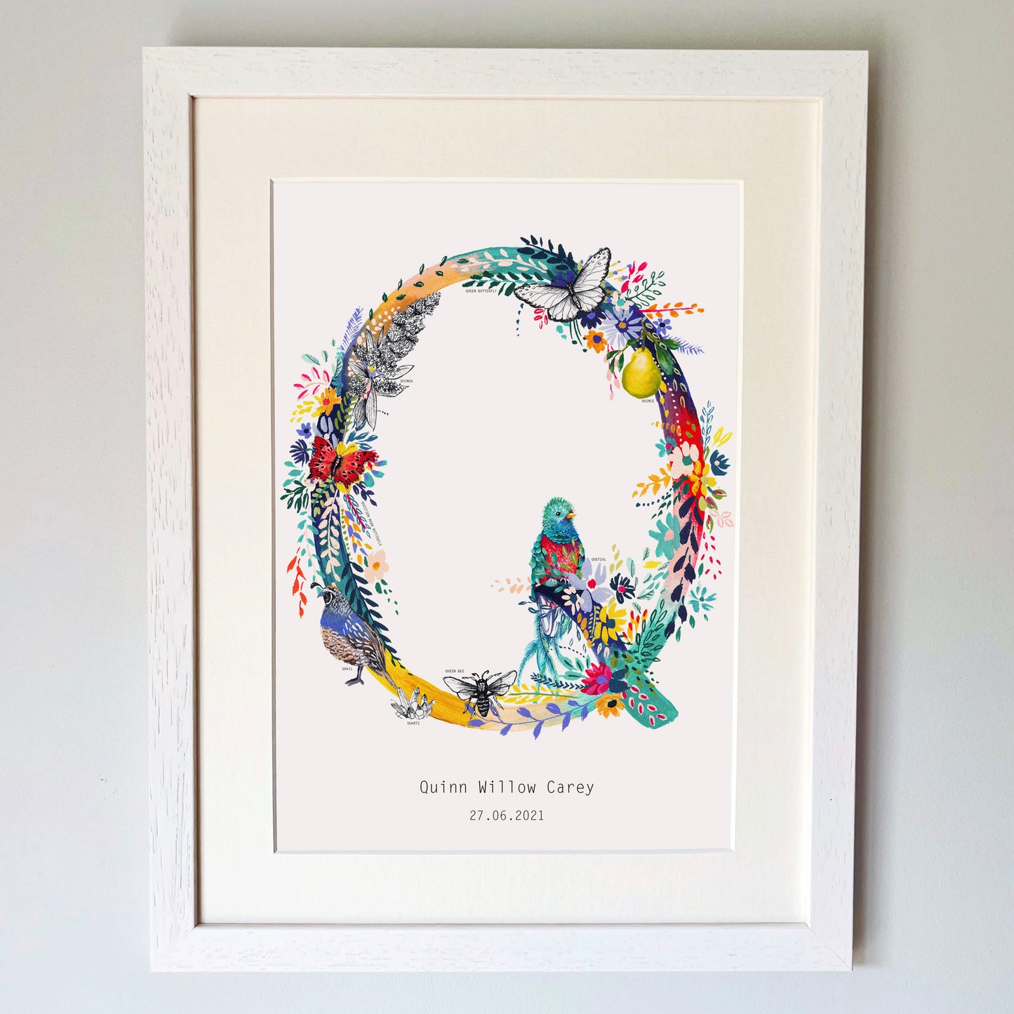 Personalised Bright Wildlife Initials Print