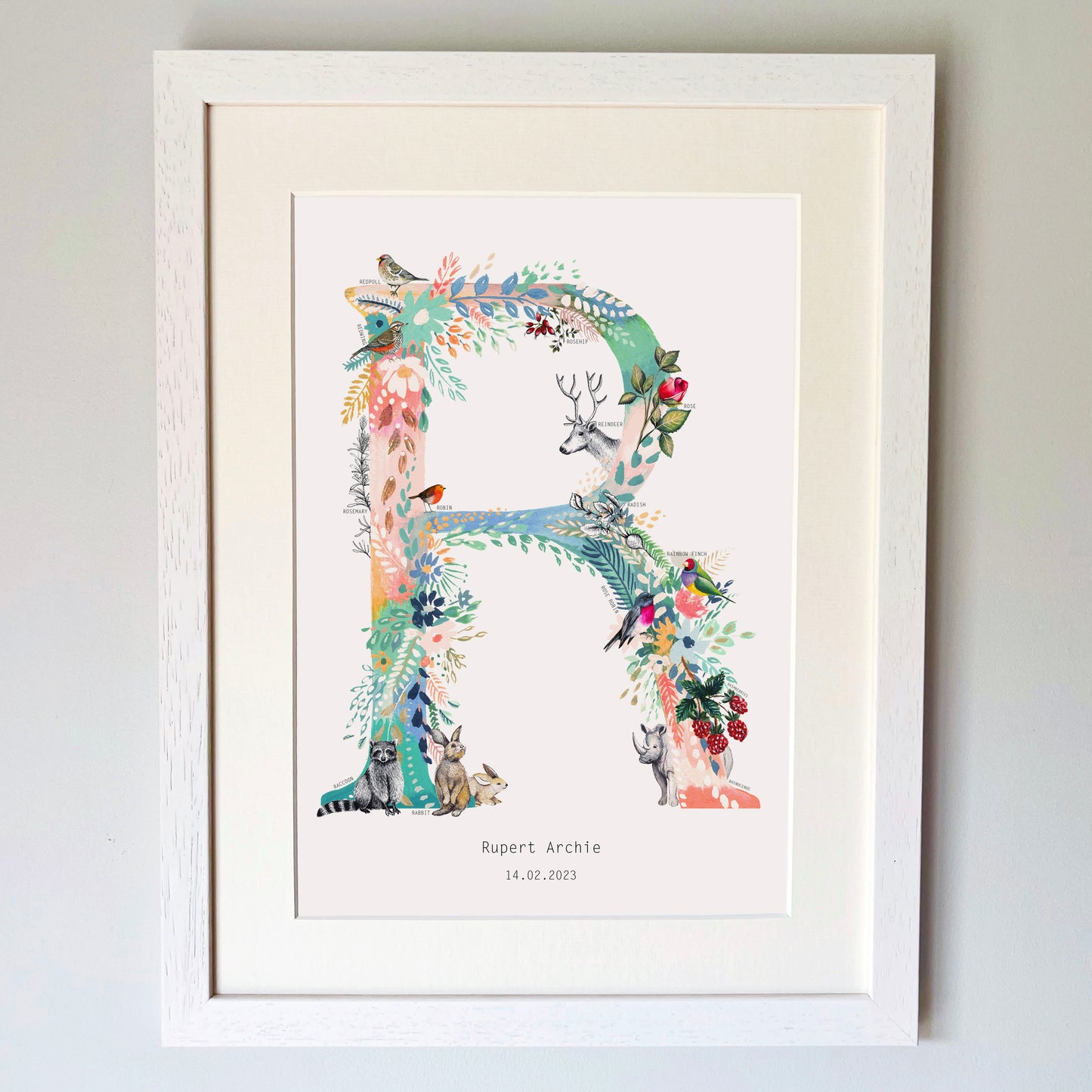 Personalised Pastel Wildlife Letter Print