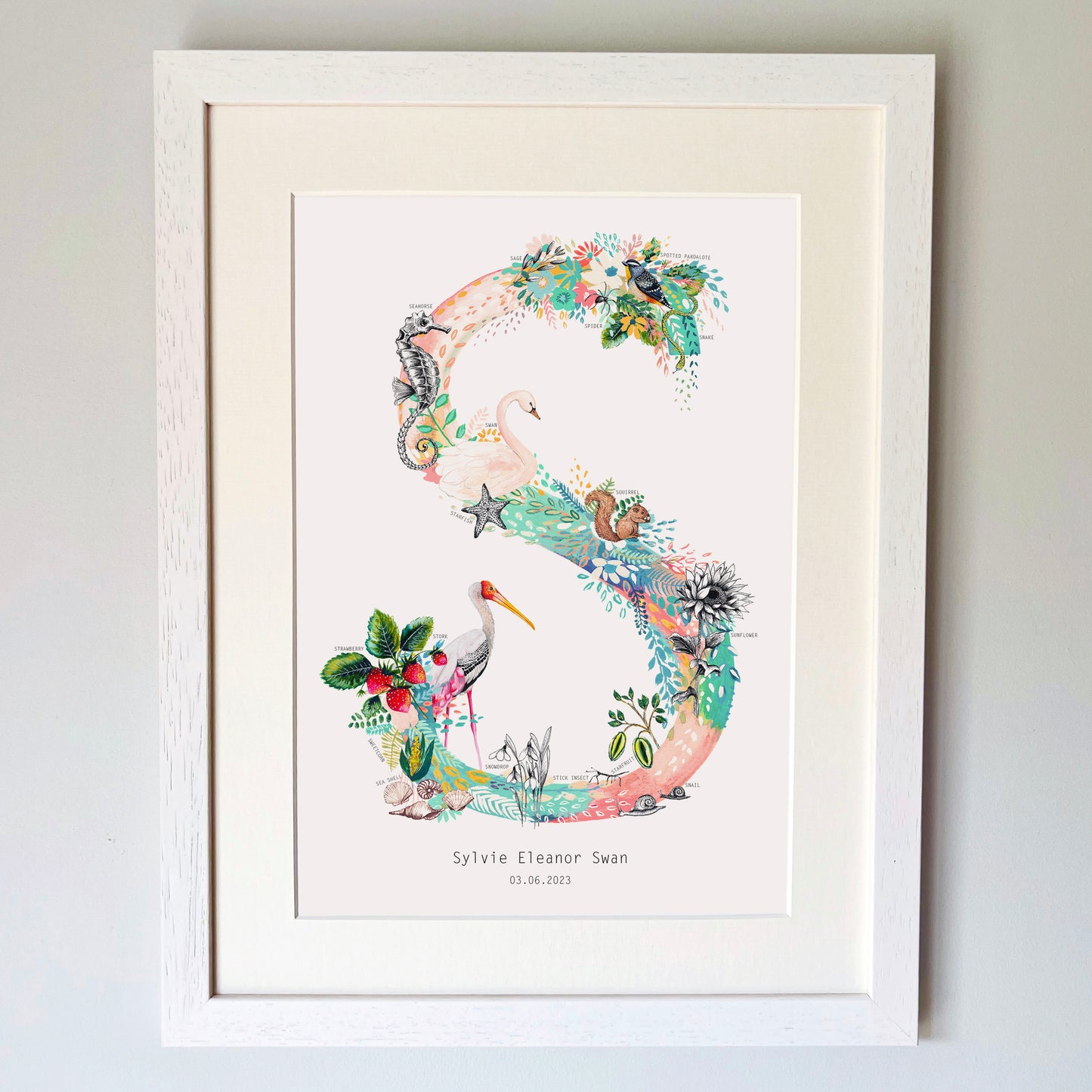 Personalised Pastel Wildlife Letter Print