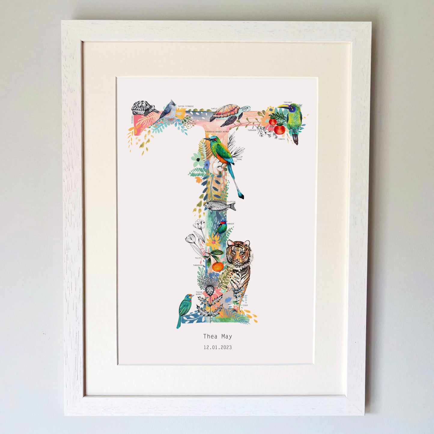 Personalised Pastel Wildlife Letter Print