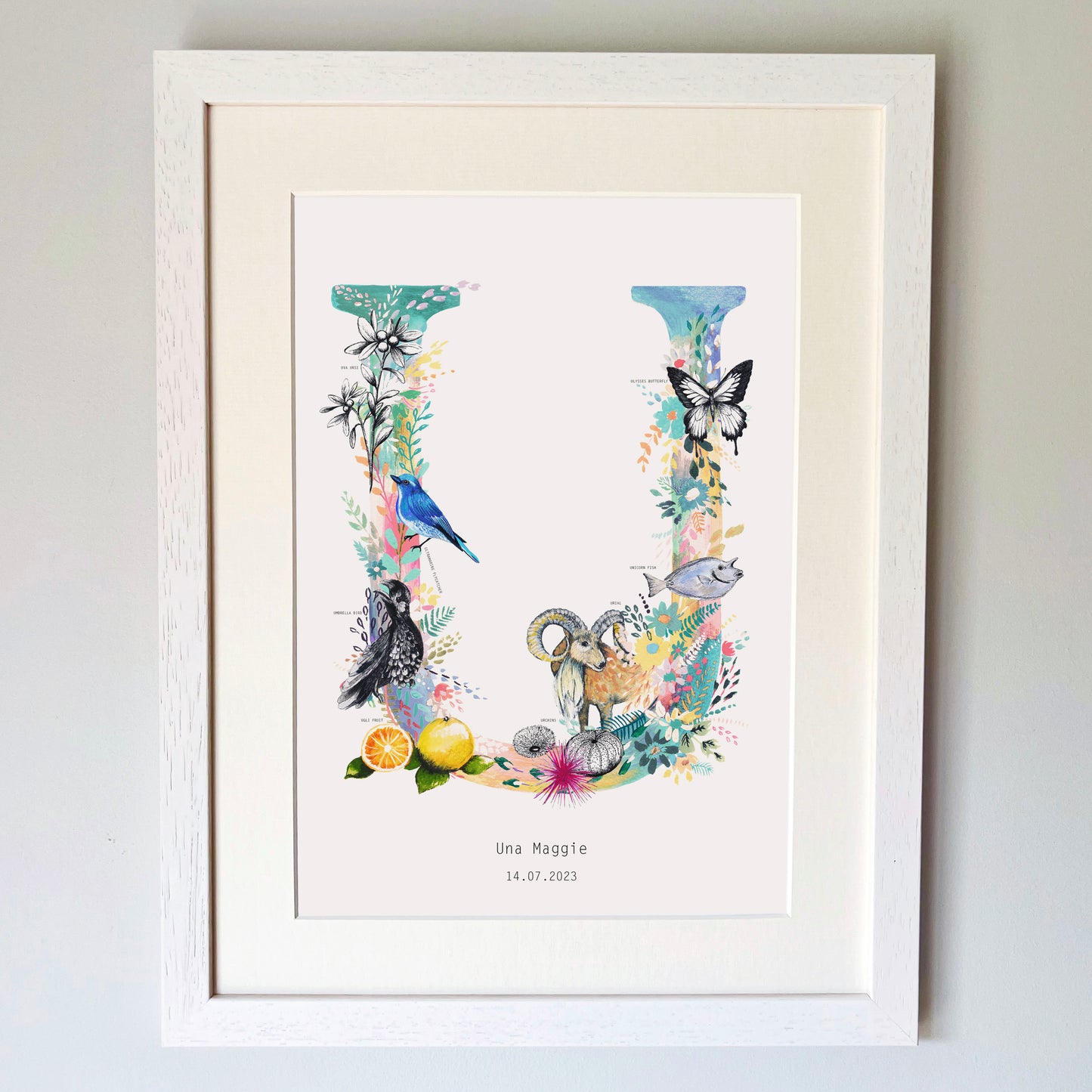 Personalised Pastel Wildlife Letter Print