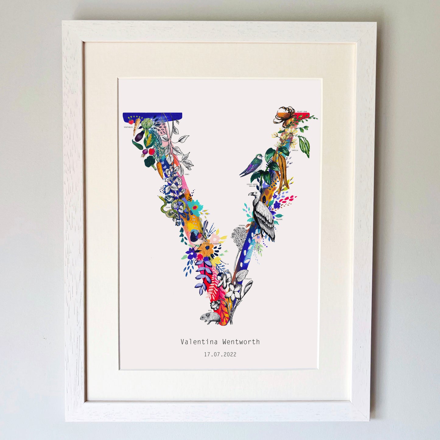 Personalised Bright Wildlife Initials Print