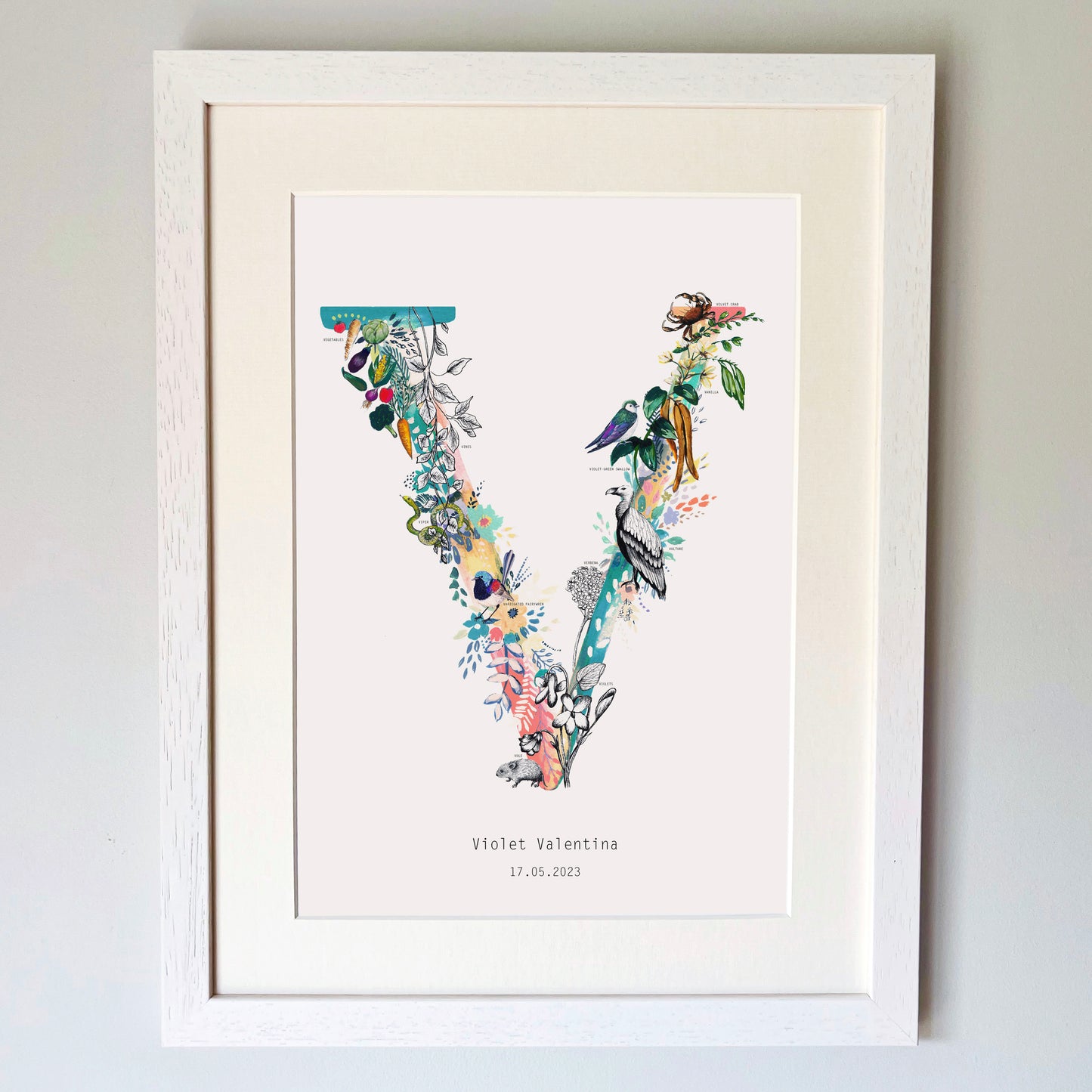 Personalised Pastel Wildlife Letter Print