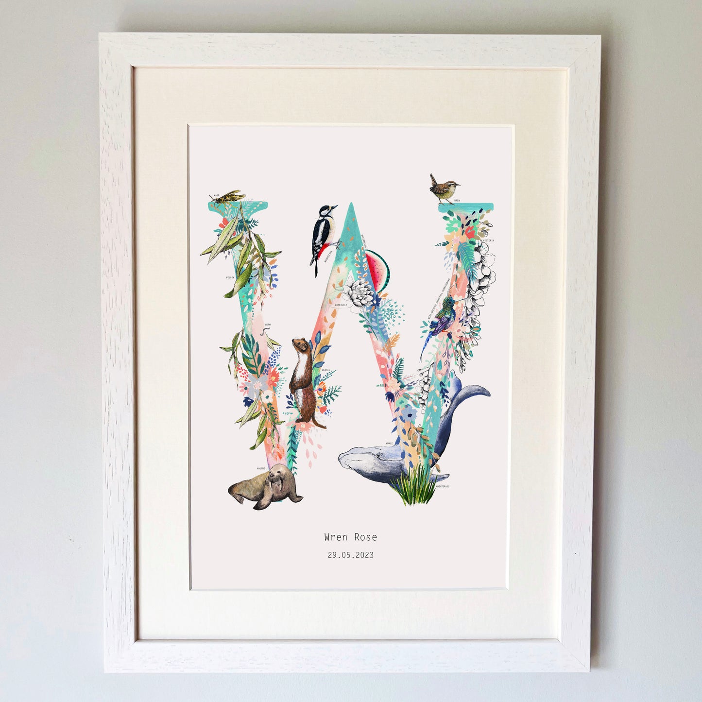 Personalised Pastel Wildlife Letter Print