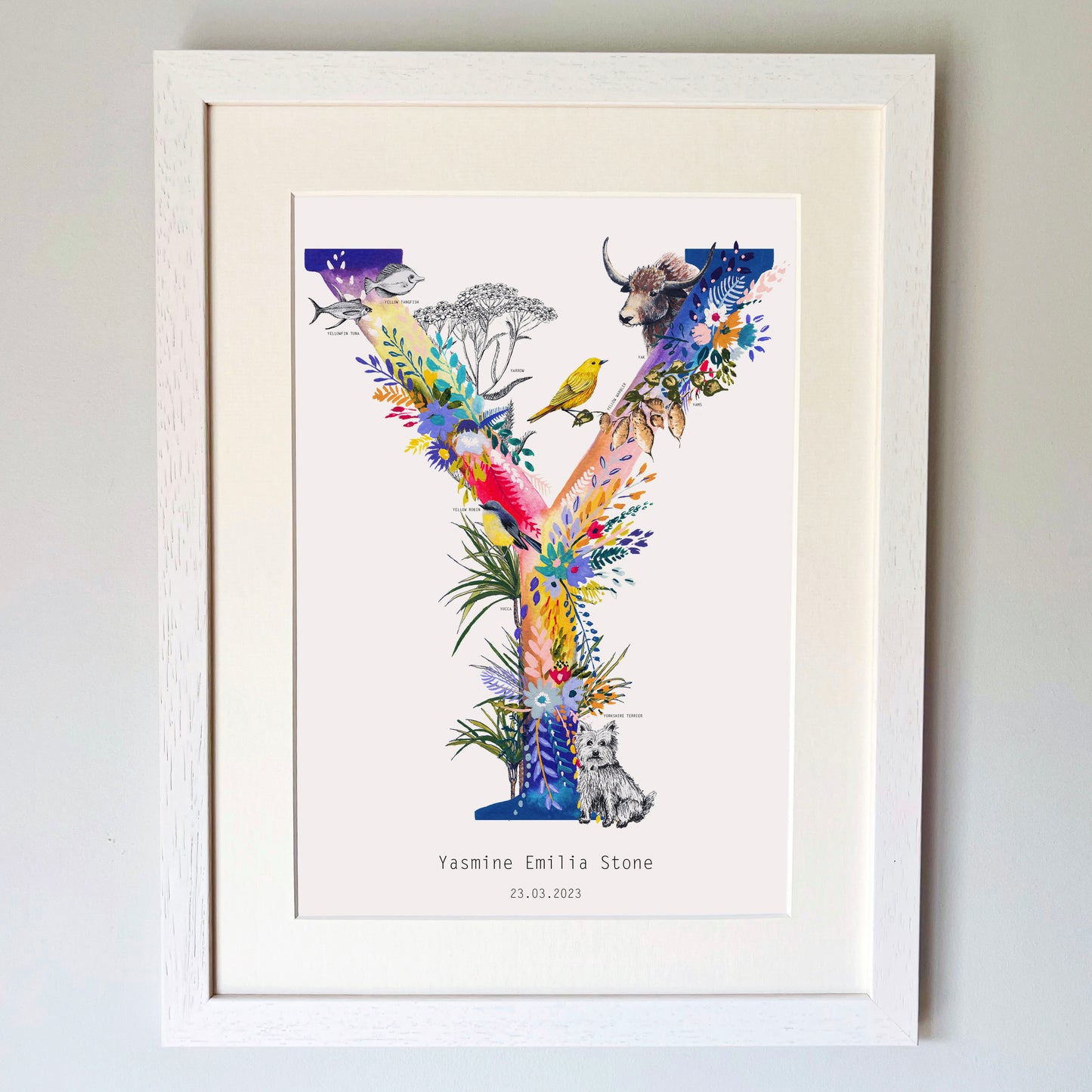 Personalised Bright Wildlife Initials Print