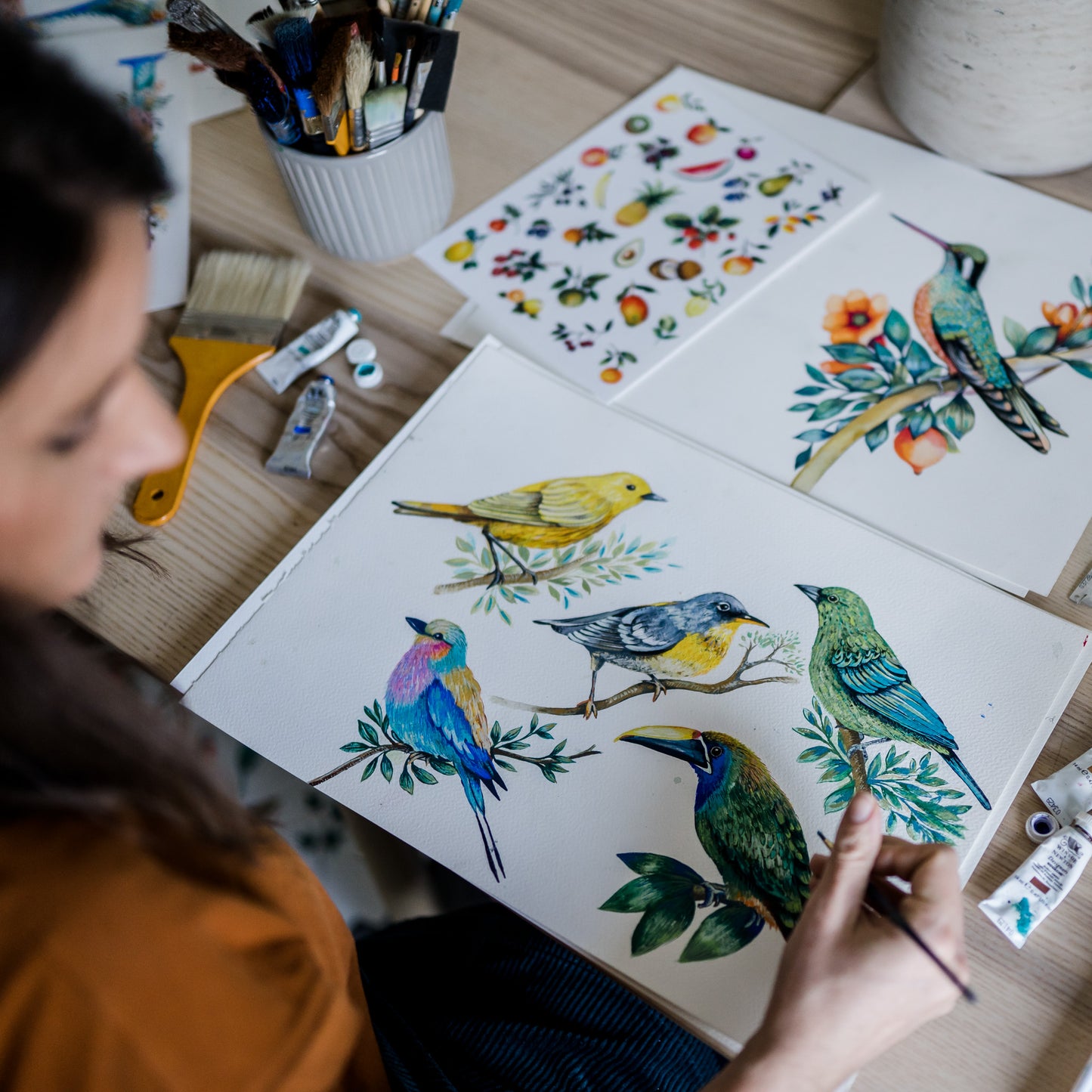 A to Z of Colourful World Birds Print by Charlotte Jones Design